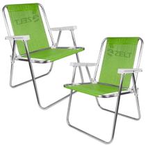 Cadeira de Praia e Piscina Alta em Alumínio 2 Unidades Verde ZELT