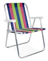 Cadeira de praia e piscina alta em aluminio cores variadas