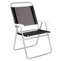 Cadeira de Praia em Alumínio até 120kg Master Plus Preta 2152 MOR