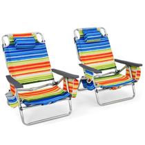 Cadeira de Praia Goplus 2 Unidades Dobrável Ajustável para Camping