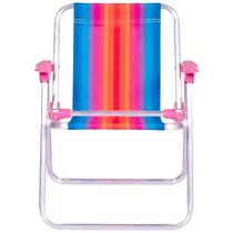 Cadeira de Praia Infantil Alumínio Rosa 30kg 002122 - Mor
