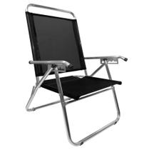 Cadeira De Praia King Oversize Reclinável 4 pos Alumínio Camping Até 140Kg - Zaka