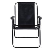 Cadeira De Praia Lazer Descanso Alta Dobrável Em Aço (Preto)