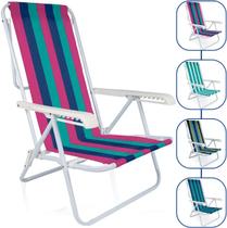Cadeira de Praia Mor Aço Carbono Reclinável 8 Posições Cores Diversas - 2005