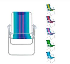 Cadeira de Praia Mor Alta de Alumínio Dobrável Sortida