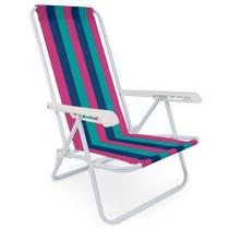 Cadeira De Praia Mor Reclinável 4 Posições De Aço Dobrável Colorida