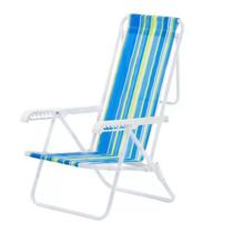 Cadeira De Praia Mor Reclinável De Aço 8 Posições Azul