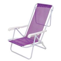 Cadeira De Praia Mor Reclinável De Aço Com 8 Posições Lilás