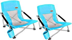Cadeira de praia Nice C Adults Low Sling dobrável portátil azul, pacote com 2 unidades