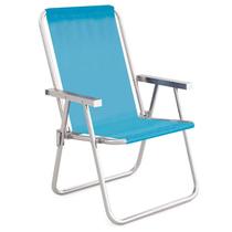 Cadeira de Praia Piscina Alta Conforto Total Alumínio Sannet até 120 Kg Azul Claro - MOR