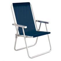 Cadeira de Praia Piscina Alta Conforto Total Sannet Alumínio Até 120 Kg Azul Marinho
