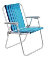 Cadeira De Praia Piscina Alta Dobrável Azul Claro Tramontina