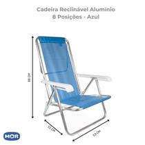 Cadeira De Praia Reclinável 8 Posições Alumínio - MOR AZUL
