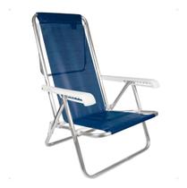 Cadeira De Praia Reclinável 8 Posições Azul Marinho