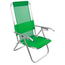 Cadeira De Praia Reclinavel Aluminio 5 Posições Reforçada Vip 150kg- verde bandeira