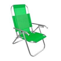 Cadeira De Praia Reclinavel Aluminio 5 Posições Reforçada Vip 150kg - verde pistache