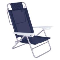 Cadeira de Praia Reclinável Alumínio 6 Posições Portátil 120 Kg Summer Jardim Piscina Pescaria Mor