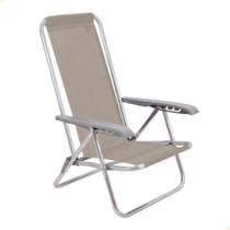 Cadeira de Praia Reclinável Bali 92900105 Assento Camurça Alumínio Dobrável Cinza Cadeira de Praia Reclinável Bali 92900105 Assento Camurça Alumínio Dobrável Cinza