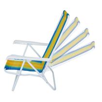 Cadeira de praia reclinavel com 4 posições azul/amarelo- mor