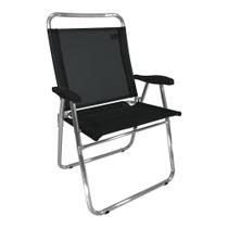 Cadeira De Praia Reclinável Em Alumínio King Até 140Kg Preta