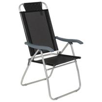 Cadeira de Praia Reclinável Prosa Bel Preta Alumínio Cadeira de Praia Reclinável Prosa Bel Preta Alumínio