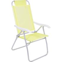Cadeira de Praia Reclinável Prosa em Alumínio Amarela Bel Cadeira de Praia Reclinável Prosa em Alumínio Amarela Bel