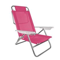 Cadeira de Praia Reclinável Rosa Pink 6 Posições Summer Alumínio - Mor