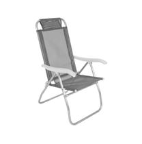 Cadeira De Praia Reclinável Sannet 4 Posições Alumínio Prosa Camping Piscina Cinza - Belfix