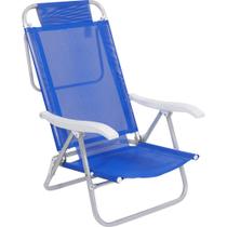 Cadeira de Praia Reclinável Sunny em Alumínio Azul Bel Cadeira de Praia Reclinável Sunny em Alumínio Azul Bel