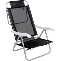 Cadeira de Praia Reclinável Sunny em Alumínio Preta Bel