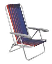 Cadeira de praia reclinável tramontina bali baixa em alumínio com assento azul escuro e laranja