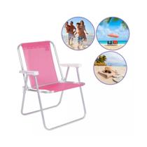 Cadeira De Praia Rosa Piscina Camping Alta Confortável Verão