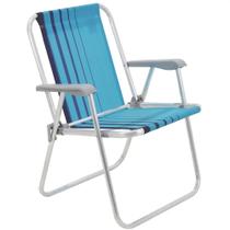 Cadeira de Praia Samoa Alta em Alumínio com Assento Azul - 92900002 - TRAMONTINA