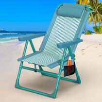 Cadeira de Praia Suteck Dobrável com 6 Posições, Bolsa Térmica e Suporte para Copos Cadeira de Praia Suteck Dobrável com 6 Posições, Bolsa Térmica e Suporte para Copos