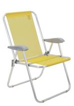 Cadeira de praia tramontina creta master em alumínio com assento amarelo