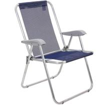 Cadeira de Praia Tramontina Creta Master em Alumínio com Assento Azul Escuro 92900202
