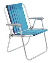 Cadeira de Praia Tramontina Samoa Alta em Alumínio com Assento Azul