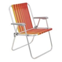 Cadeira De Praia Tramontina Samoa Alta Em Alumínio Com Assento Laranja E Amarelo Tramontina Cadeira De Praia Tramontina Samoa Alta Em Alumínio Com Assento Laranja E Amarelo Tramontina