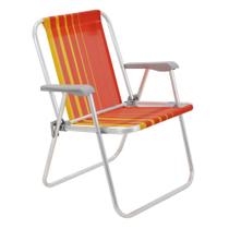 Cadeira de Praia Tramontina Samoa Alta em Alumínio com Assento Laranja e Amarelo Cadeira de Praia Tramontina Samoa Alta em Alumínio com Assento Laranja e Amarelo
