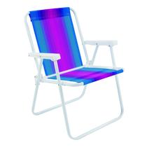 Cadeira de Praia Varanda Piscina Alta de Aço 110 kg Azul-Rosa