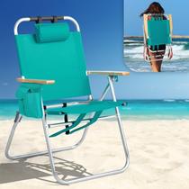 Cadeira de praia VINGLI alta 43 cm, alumínio, portátil e reclinável Cadeira de praia VINGLI alta 43 cm, alumínio, portátil e reclinável