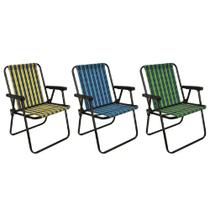 Cadeira de Praia Xadrez 002050 em Aço Até 110Kg Mor Cadeira de Praia Xadrez 002050 em Aço Até 110Kg Mor