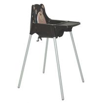 Cadeira de refeicao plastica teddy marrom alta com pernas de aluminio anodizado - TRAMONTINA