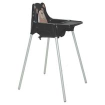 Cadeira de refeicao plastica teddy preta alta com pernas de aluminio anodizado