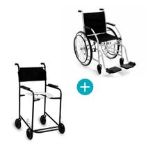 Cadeira de rodas 101 raiada cinza com cadeira de banho 201 preta cds