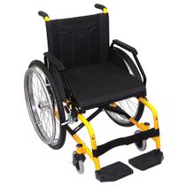 Cadeira de Rodas CDS Sol Plus Dobrável Adulto Cadeira em Alumínio, Apoio para Pés Removível, Porta Prontuário, Freios Bilaterais, Pneus Infláveis