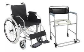 Cadeira de Rodas Dobrável D100 + Cadeira de Banho D30- Dellamed