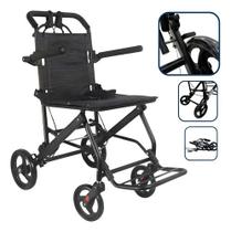 Cadeira De Rodas Dobrável Leve Compacta Transporte Pequena Preto