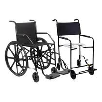 Cadeira de Rodas Dobrável Mais Cadeira de Banho Kit Mobilidade Completa