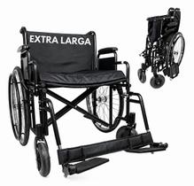 Cadeira de Rodas Obeso D500 Dobrável até 180Kg Confortável Extra Larga Aço Dellamed